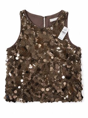 Ann Taylor LOFT Brown Sequin Sleeveless Camisole NWT Size Small